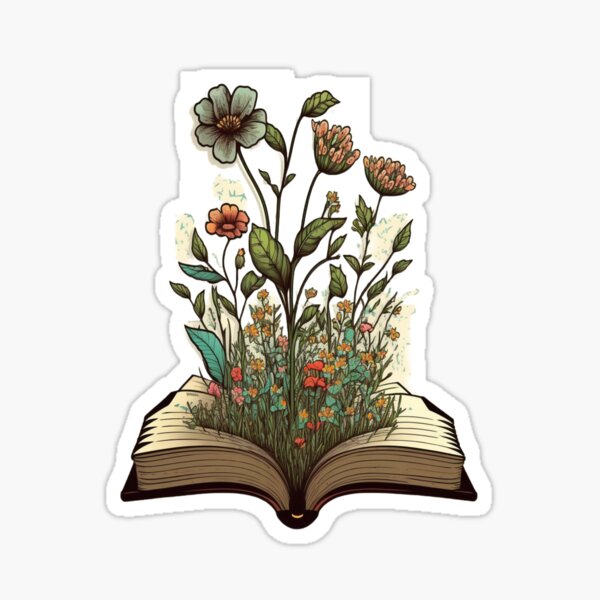 flowers growing from book Sticker
