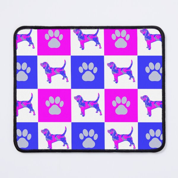 Item preview, Beagle Dog & Paw Print Crazy Hot Pink & Blue Swirls designed and sold by AMSonArt.