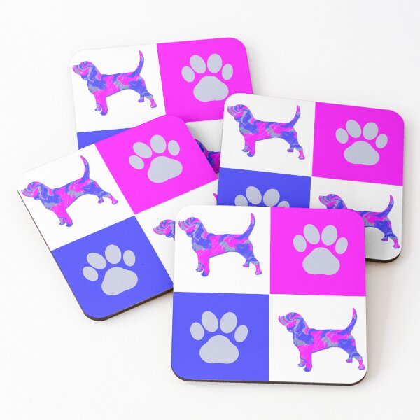 Item preview, Beagle Dog & Paw Print Crazy Hot Pink & Blue Swirls designed and sold by AMSonArt.