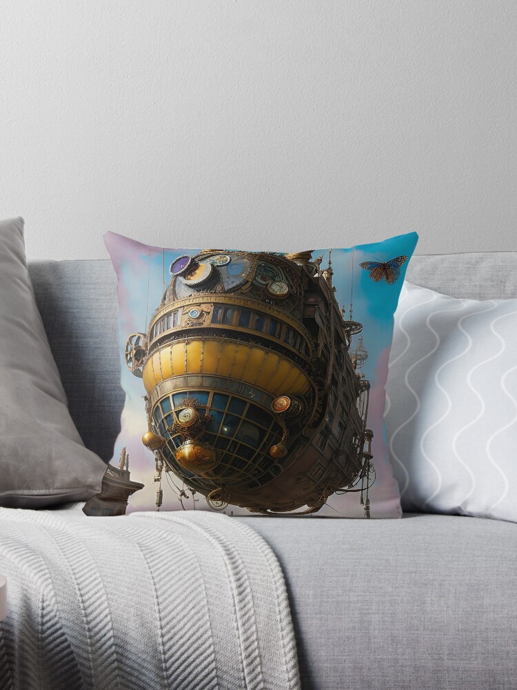 A World of Steam and Gears Throw Pillow for Sale by fkc666