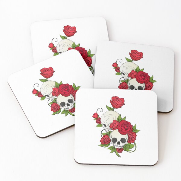 Item preview, Skulls and rose flowers designed and sold by Gile-Shop.