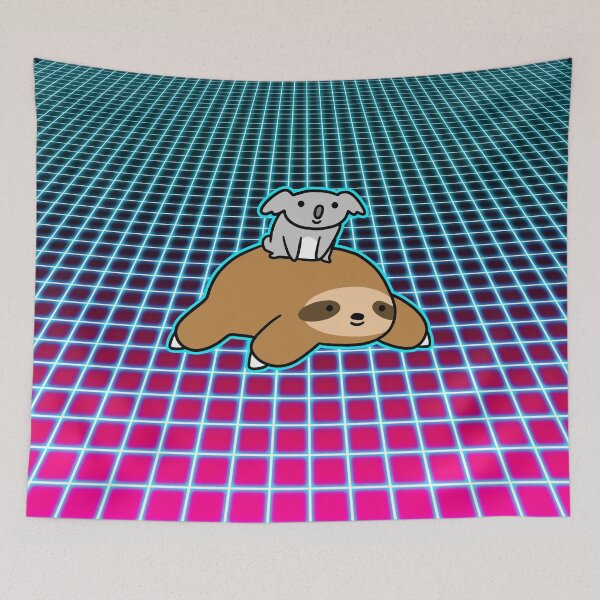Item preview, Little Koala and Sloth Vaporwave Grid designed and sold by SaradaBoru.