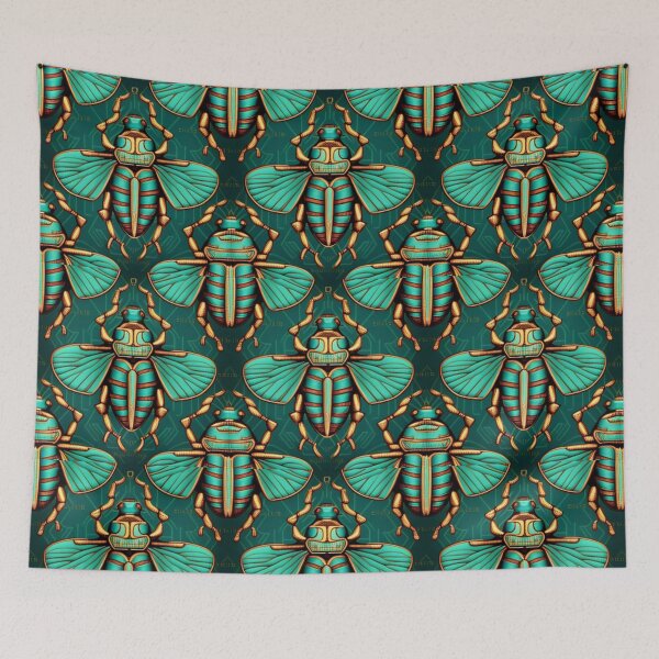 Item preview, Egyptian Flying Scarab Beetle Fabric Textile Pattern designed and sold by Alladin7.