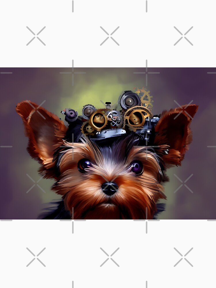 Disover Cogwork Yorkshire Terrier - A Whimsical Steampunk Companion in Digital Art - AI Generated | Essential T-Shirt 