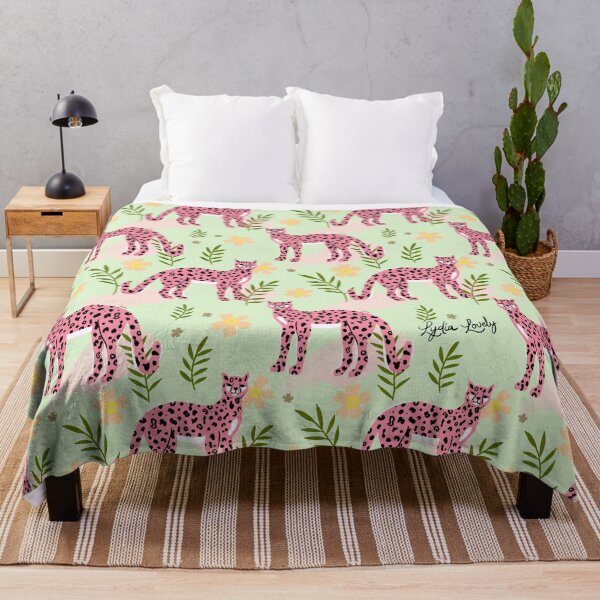 Item preview, Standing jaguar Pattern pink- mint green background designed and sold by Studio Lydia Lovely.