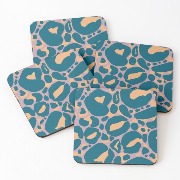 Item preview, Funky leopard print in blue and apricot on lavender  designed and sold by katerosestudios.