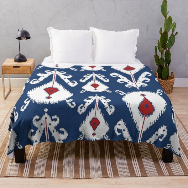 Item preview, Pomegranate flower, Ikat print fabric,  designed and sold by LeFabriqueOuz.