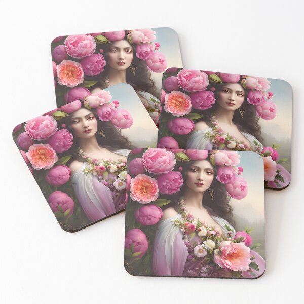 Item preview, The Goddess of the Spring with Giant Pink Peonies designed and sold by DreamyEscapism.