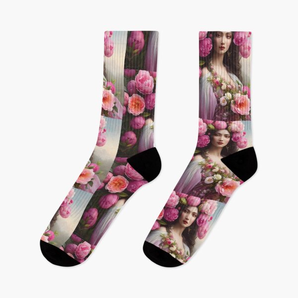 Item preview, The Goddess of the Spring with Giant Pink Peonies designed and sold by DreamyEscapism.