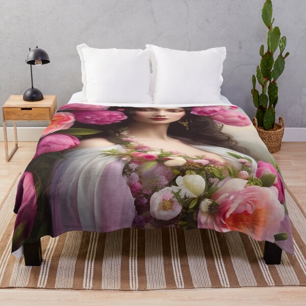 Item preview, The Goddess of the Spring with Giant Pink Peonies designed and sold by DreamyEscapism.
