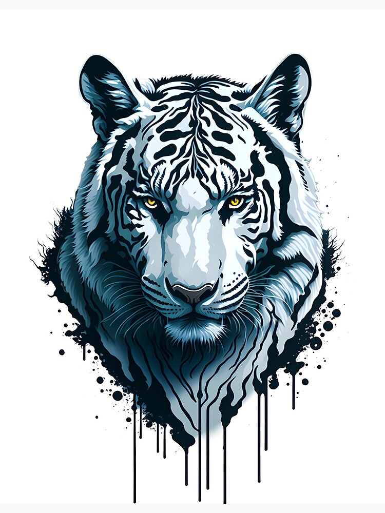 T te de tigre portrait contour noir et blanc Poster