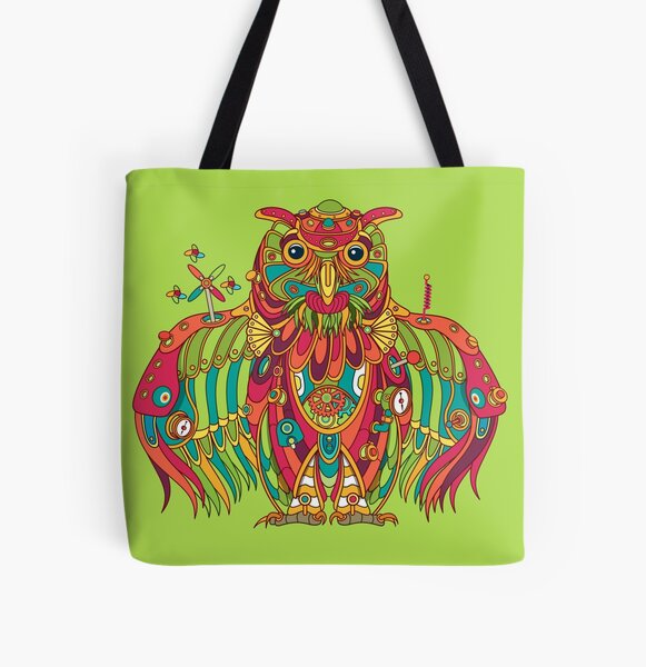 Owl, cool art from the AlphaPod Collection All Over Print Tote Bag