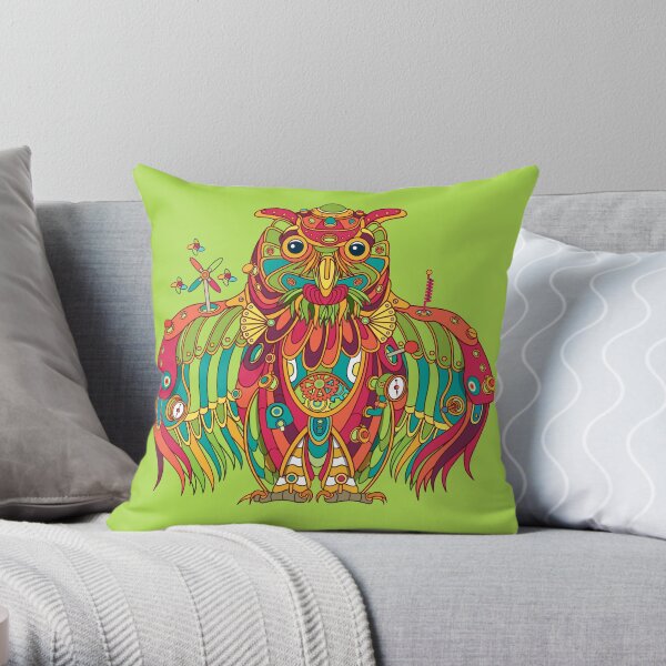 Owl, cool art from the AlphaPod Collection Throw Pillow