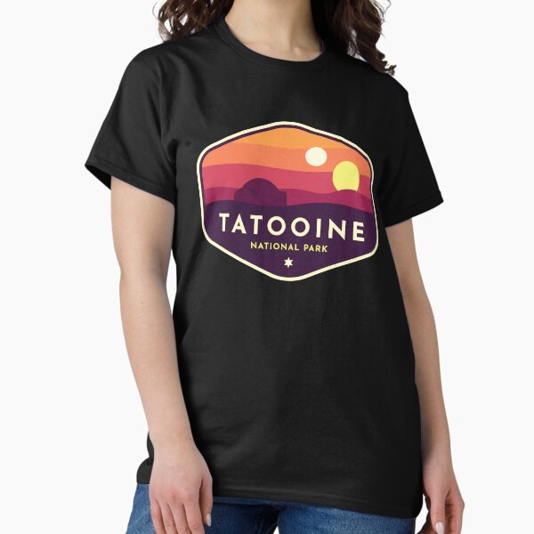 Vista previa del artículo con la obra «Parque Nacional Tatooine», diseñado y vendido por TeeMonsters.