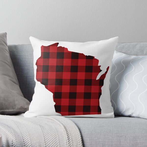 Rotes kariertes Wisconsin Dekokissen