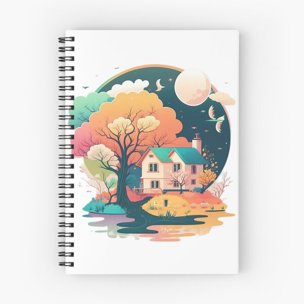 Item preview, Colorful Moonlit Scenery with House, Tree, and River designed and sold by toticavalcanti.