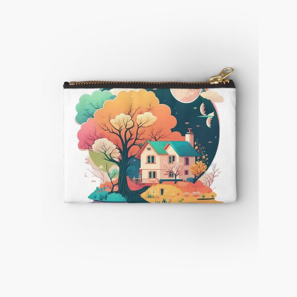 Item preview, Colorful Moonlit Scenery with House, Tree, and River designed and sold by toticavalcanti.