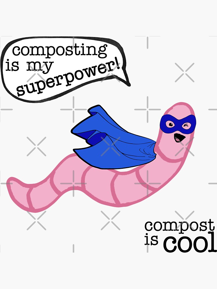 Thumbnail 3 of 3, Sticker, compost worm (superhero) designed and sold by mystudiocreate.