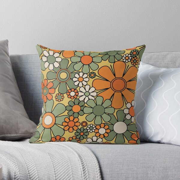 Green and orange store pillows