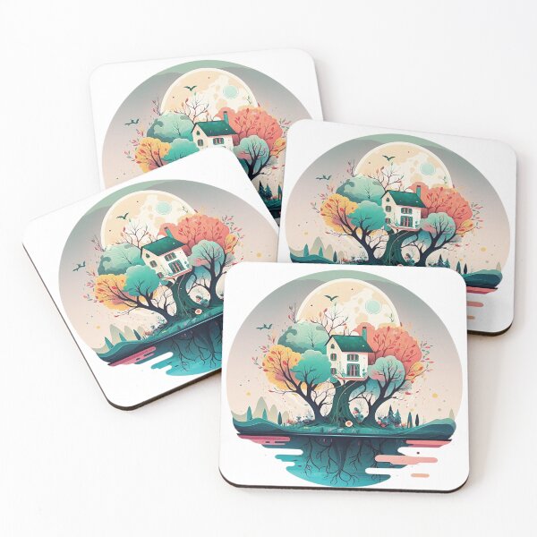 Item preview, White Moon Colorful Scenarium" Vector Drawing by Teeturtle designed and sold by toticavalcanti.