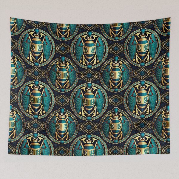 Item preview, Exotic Egyptian Scarab Beetle Fabric Textile Pattern designed and sold by Alladin7.