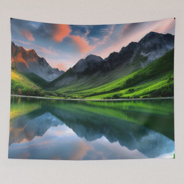 Item preview, Lake in a Valley Landscape Mountain Range Background designed and sold by VersoShopping.