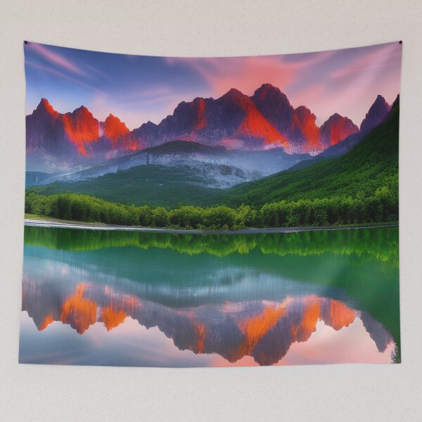 Item preview, Lake in a Valley Landscape Mountain Range Background designed and sold by VersoShopping.