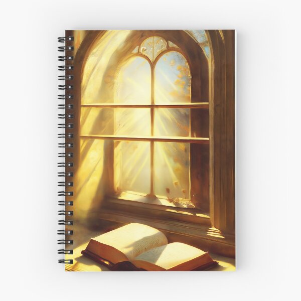 Item preview, Book bathed in golden sunlight from a victorian window art print designed and sold by GalleryArcanum.