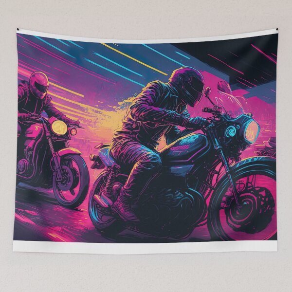 Item preview, biker speeding synthwave designed and sold by artyficial-.