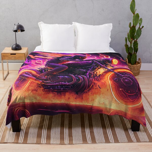 Item preview, biker's ride on fire synthwave designed and sold by artyficial-.