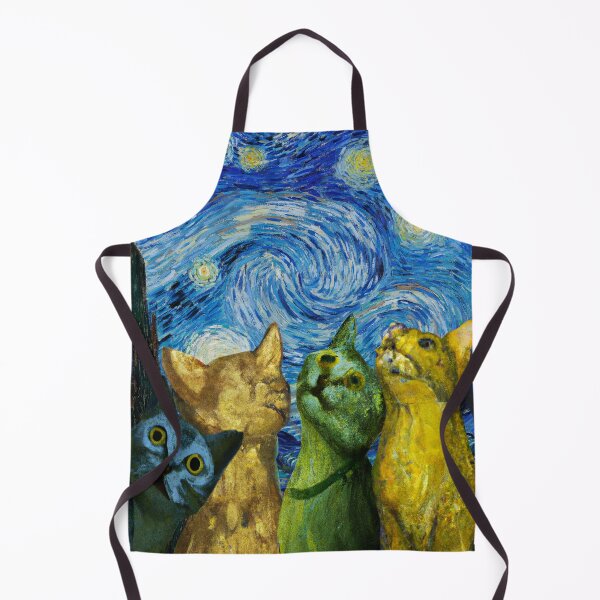 Item preview, Van Gogh Nights sky with Cats looking up designed and sold by BloodSweatNTers.