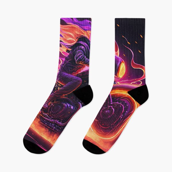 Item preview, biker's ride on fire synthwave designed and sold by artyficial-.
