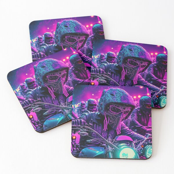 Item preview, group of bikers speeding synthwave designed and sold by artyficial-.