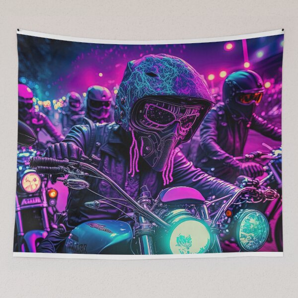Item preview, group of bikers speeding synthwave designed and sold by artyficial-.