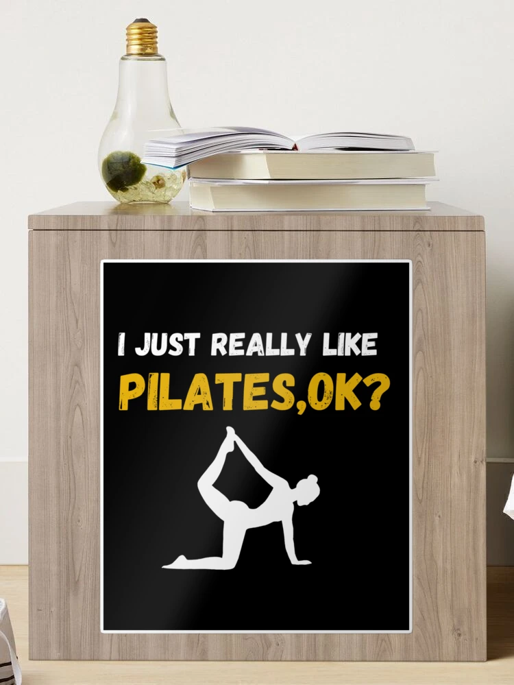 i just really like pilates ok funny pilates lovers gifts,pilates quotes  this teacher runs on coffee Sticker for Sale by SplendidDesign