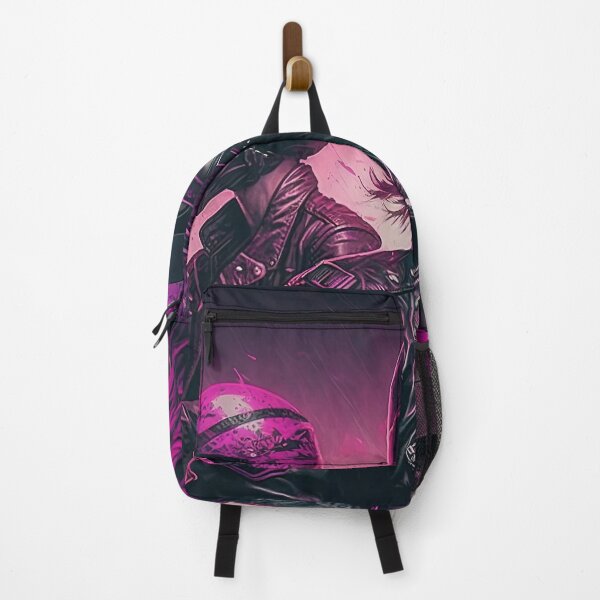 Item preview, leather jacket and helmet in rain synthwave designed and sold by artyficial-.