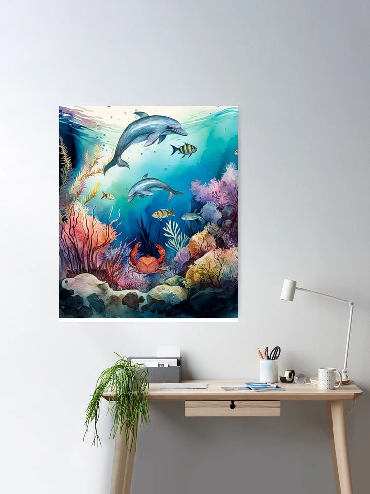 Dolphins Underwater Scene | Poster