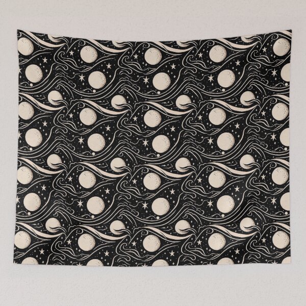 Item preview, Windy Night Sky with Stars and Moon Pattern designed and sold by ATMCreations.
