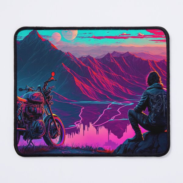 Item preview, lone biker having a moto break synthwave designed and sold by artyficial-.
