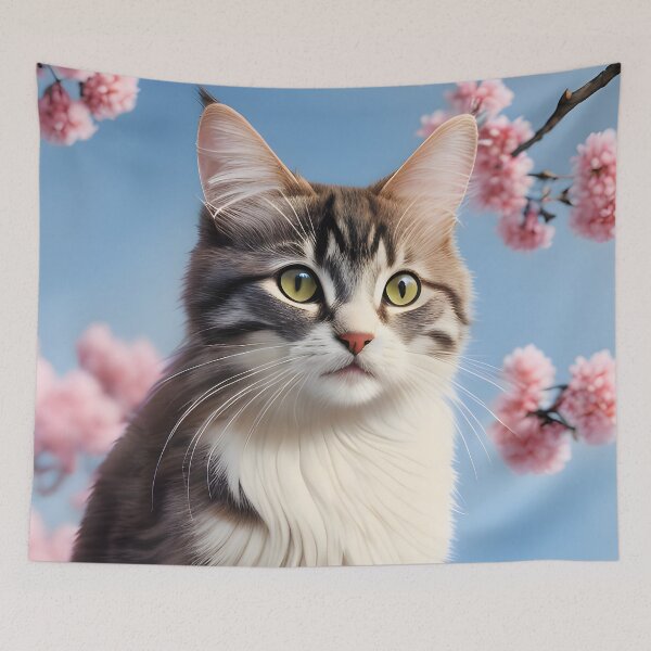 Item preview, Cat in a cherry blossom tree - Modern digital art designed and sold by Ai-michiart.