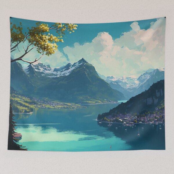Item preview, Alpine Serenity: A Swiss Town by the Lake designed and sold by DiShepherd.
