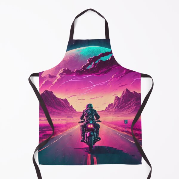Item preview, lone biker speeding down a desert synthwave designed and sold by artyficial-.