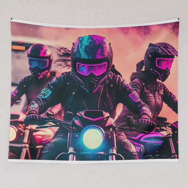 Item preview, Synthwave, A group of female bikers synthwave designed and sold by artyficial-.