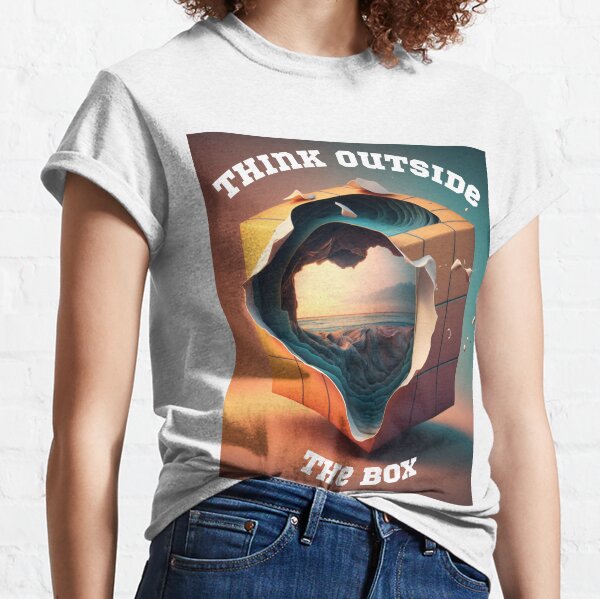 Think Outside The Box Cool Funny Joke Novelty Regular Fit T-Shirt