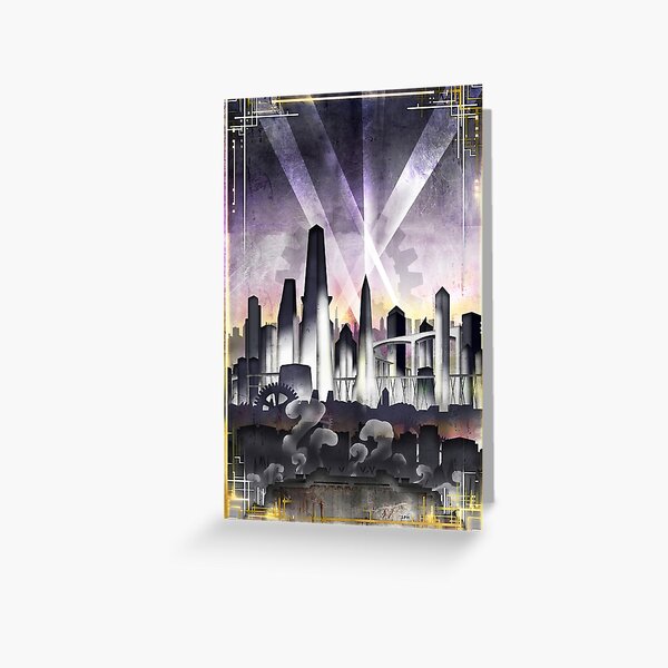 メゾチント　vintage Art Vintage Mid Century Modern Cityscape Oil Painting by M