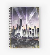 Art Deco Metropolis - Steampunk Vintage City Skyline Spiral Notebook