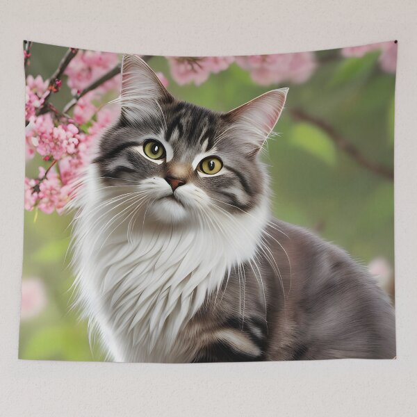 Item preview, Cat in a cherry blossom tree - Modern digital art designed and sold by Ai-michiart.