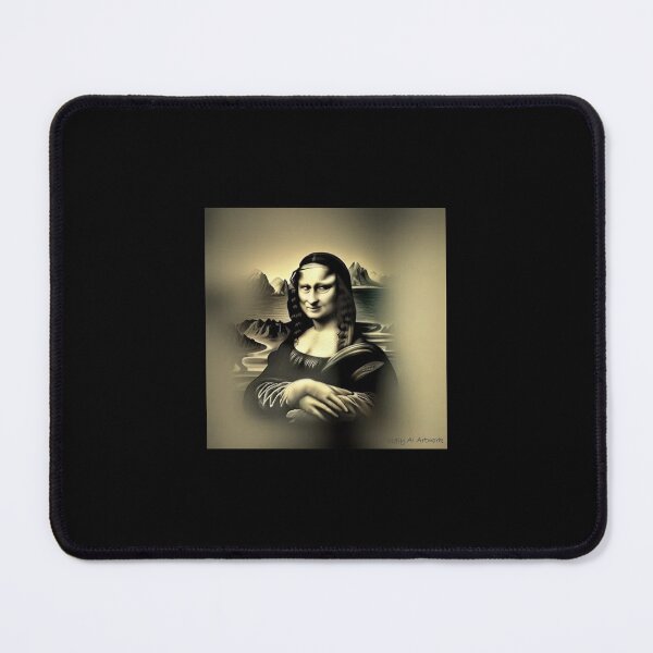 Item preview, Mona Lisa (Ugly AI black and white portrait) designed and sold by UglyAIArtwork.