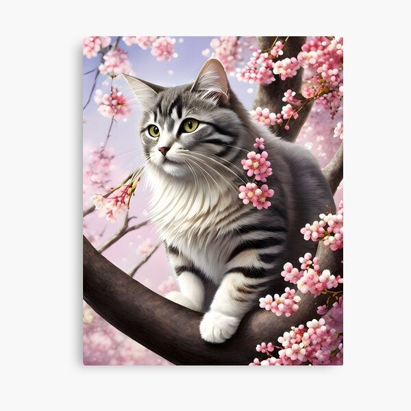 Cat In Cherry Blossom - Diamond Art World