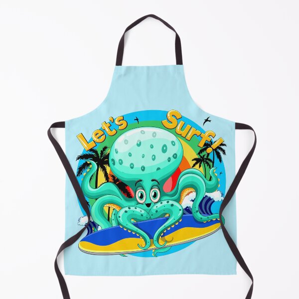 Item preview, Octopus Cartoon Character Let's Surf Summer Fun designed and sold by BluedarkArt.